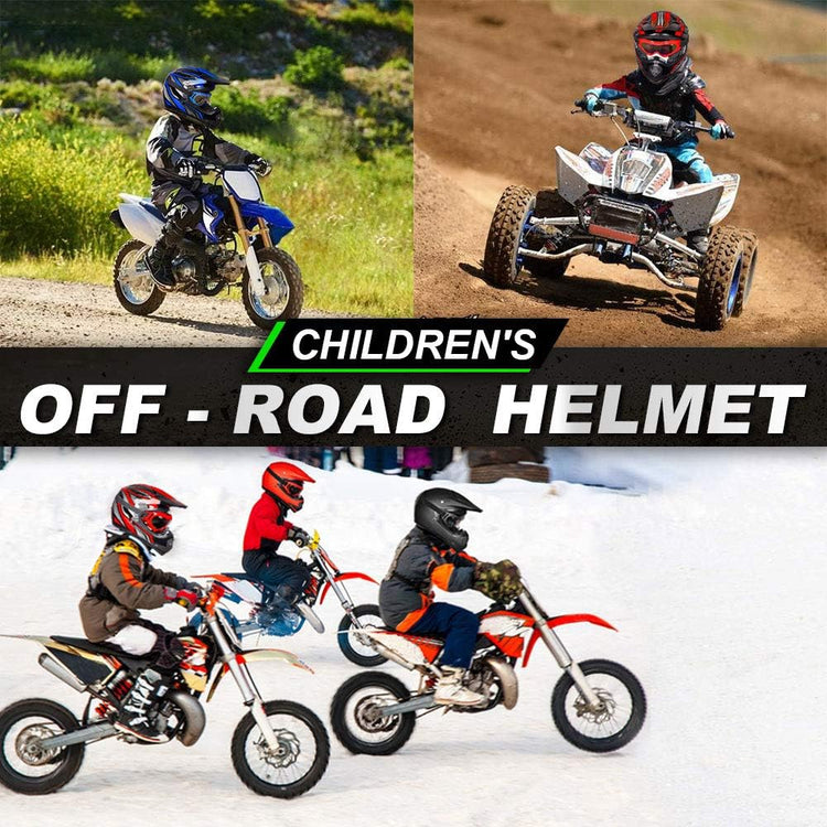 Youth Kids ATV Motocross Helmet Goggles Sports Gloves Dirt Bike Motorcycle off Road DOT Approved B07 (Youth-L, Matte Black)